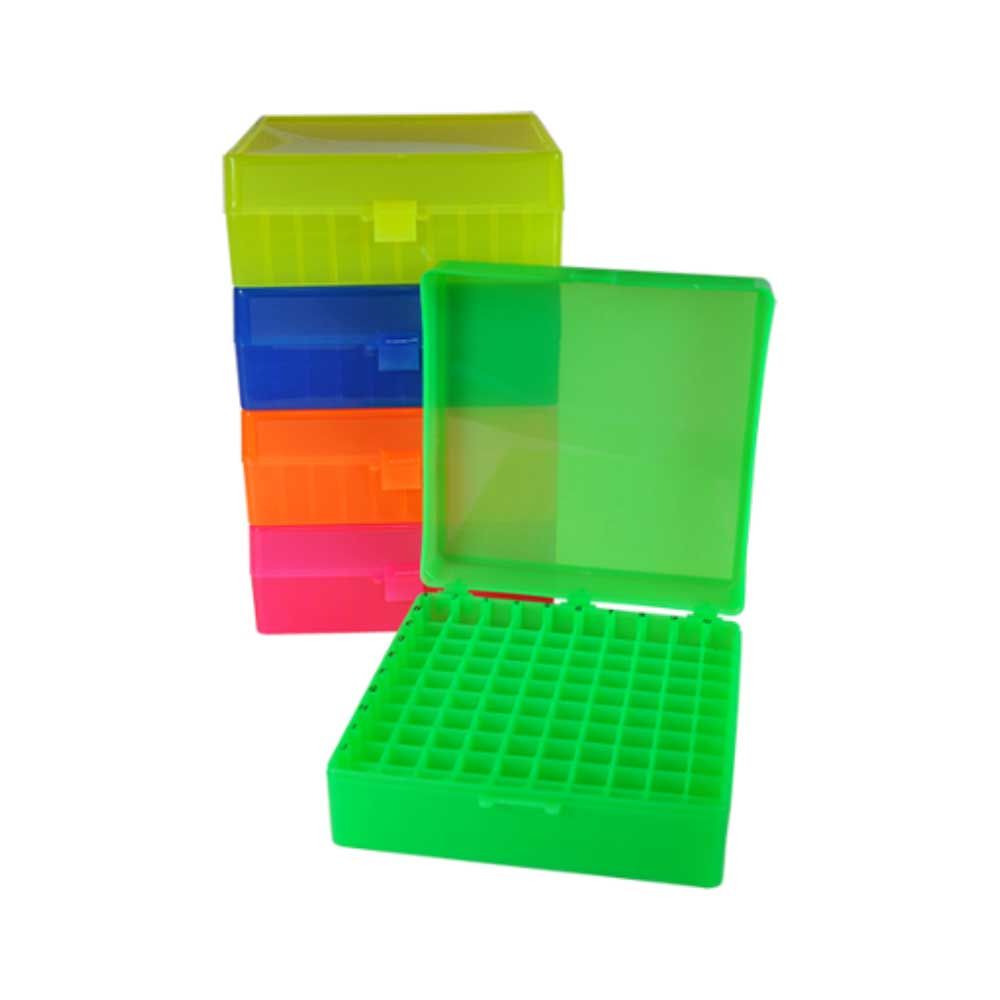 100-Place Polypropylene Cryoboxes with Hinged Lid, Assorted