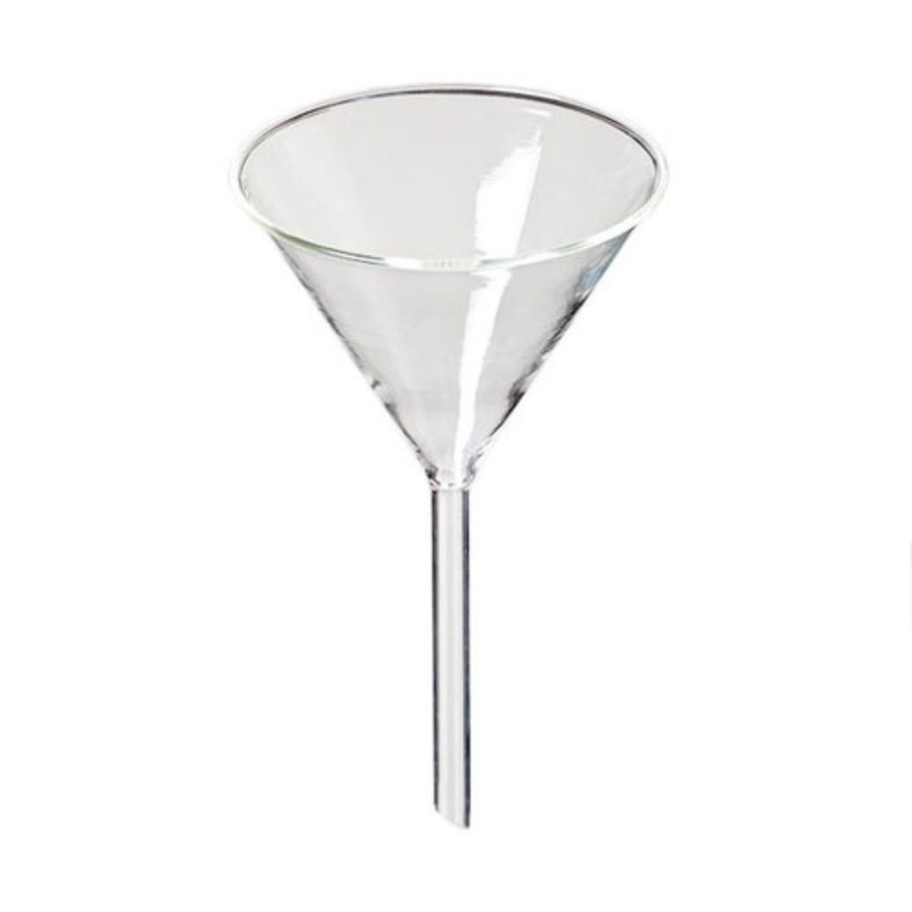 75 mm borosilicate glass filter funnel with plain stem
