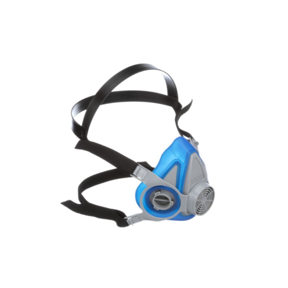 MSA Advantage 200 LS half-mask respirator medium size with dual adjustable straps and blue-grey facepiece.