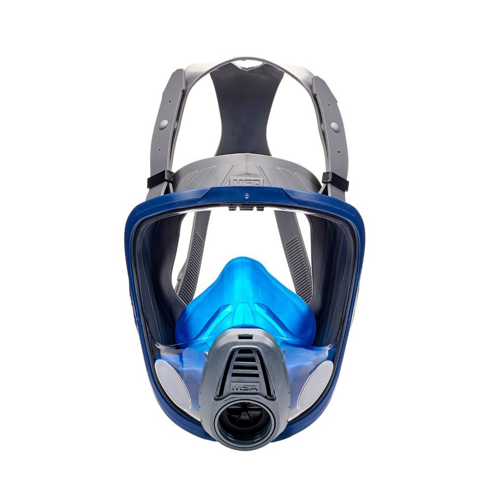 MSA Advantage® 3100 full-face respirator with blue inner mask and single-thread EN 148-1 connection, size medium.