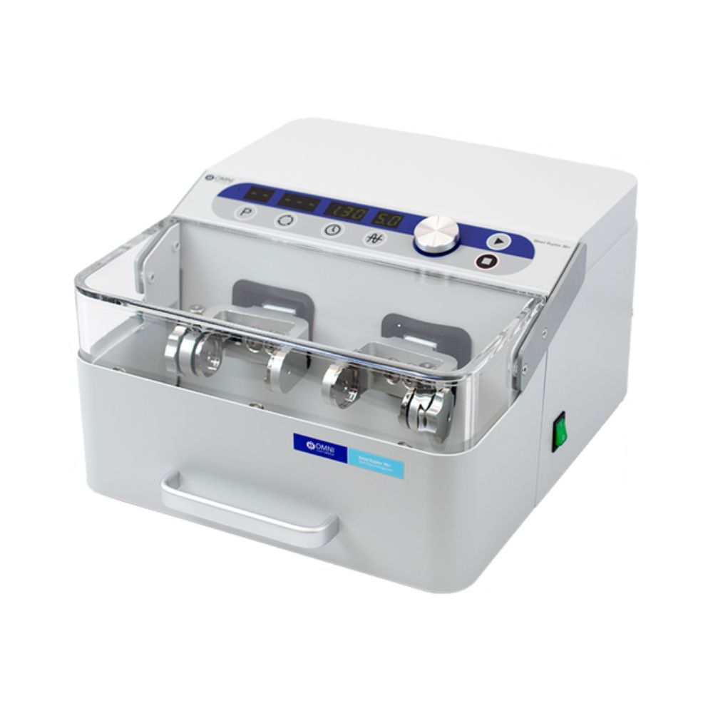 Omni Bead Ruptor 96+ Well-Plate Homogenizers with secure transparent lid for high-throughput sample processing in 96-well plates.