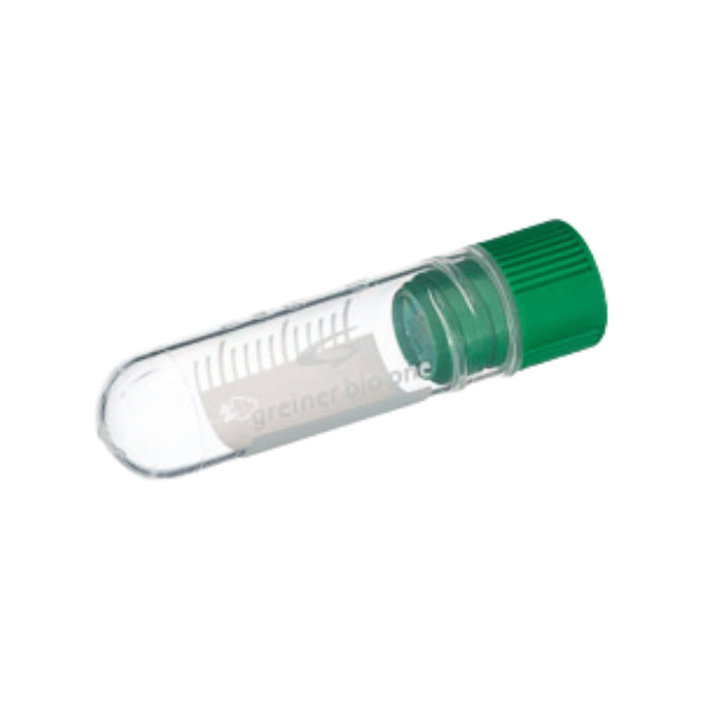 Internally Threaded Cryotubes with Green Screw Cap, Round Bottom, 2ml, PK500