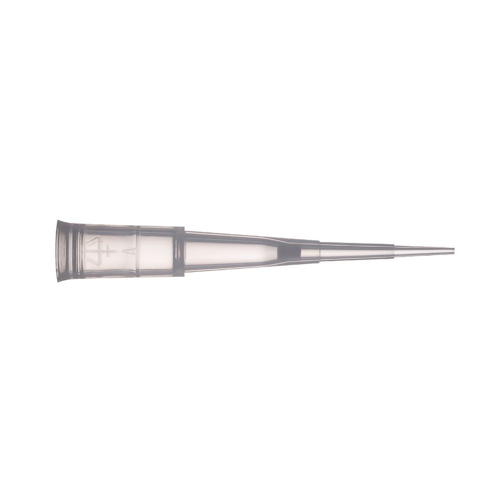 Close-up of a PIPETMAN® DIAMOND Sterilized Filter Tips DFL10ST pipette tip, designed for precise 0.1-10 µL liquid handling with a sterile filter.