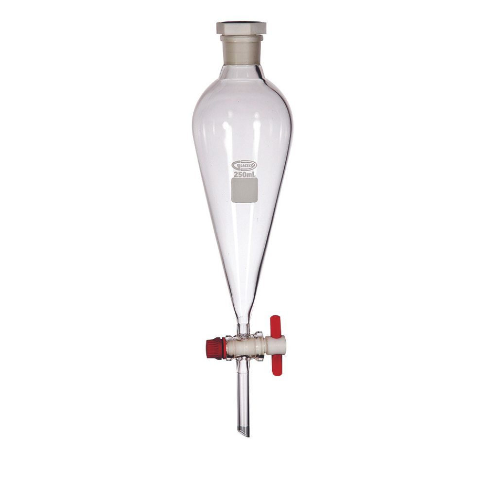 LASEC | Glassco Squibb Shape Separating Funnel with PTFE Stopcock without Graduation 250ml