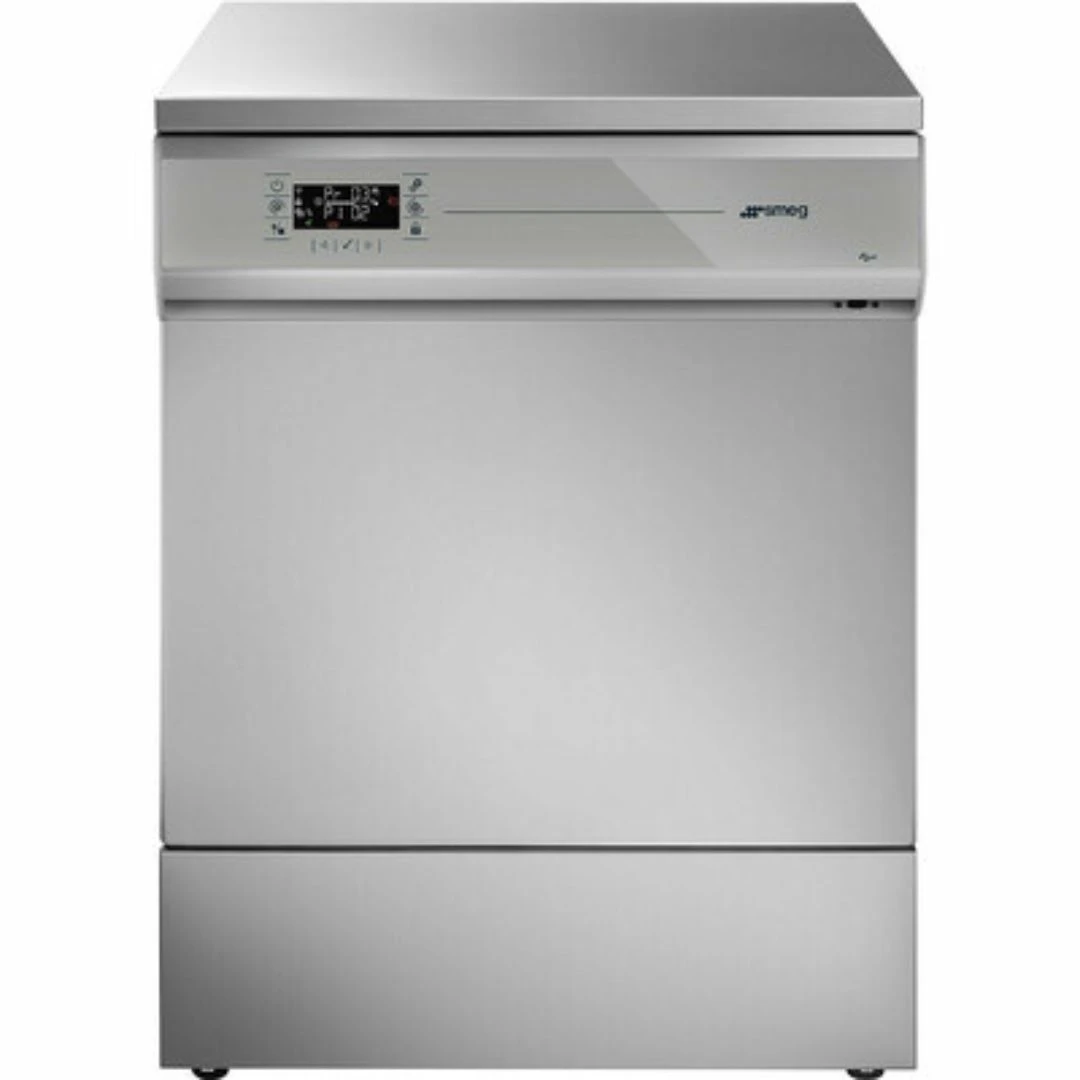 Stainless steel Smeg professional lab glassware washer with digital control panel, designed for efficient laboratory cleaning and sterilization.