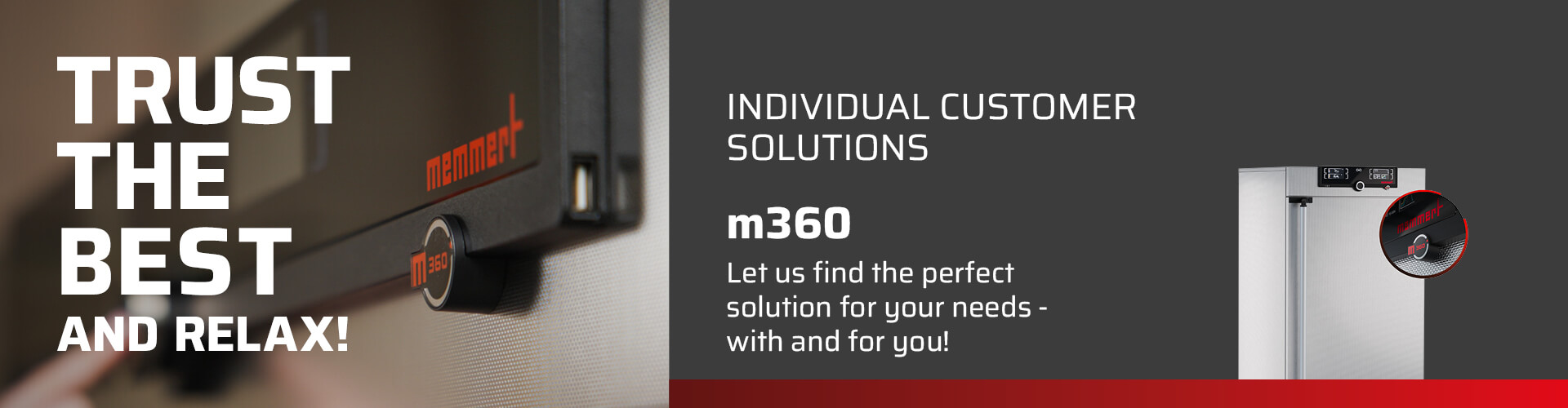 m360 VO29cool cooled vacuum oven promotional banner highlighting individual customer solutions.