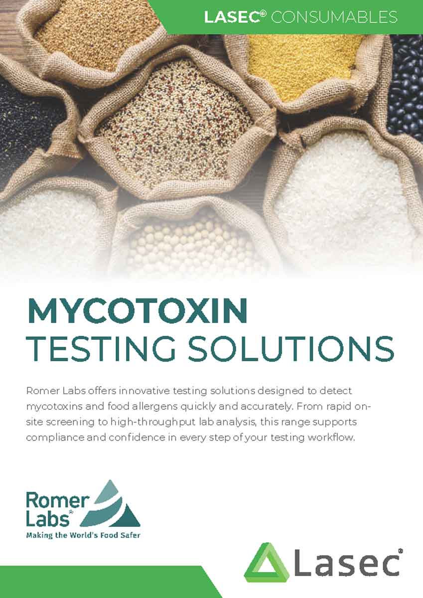 Lasec Mycotoxin Testing Catalogue featuring AgraStrip, AgraQuant, and Watex detection kits