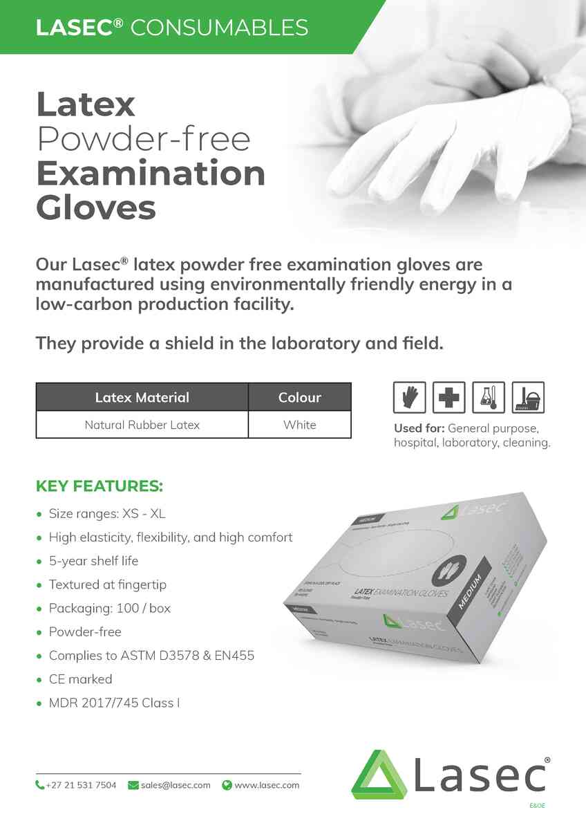 Latex and Nitrile Powder-free Examination Gloves from Lasec