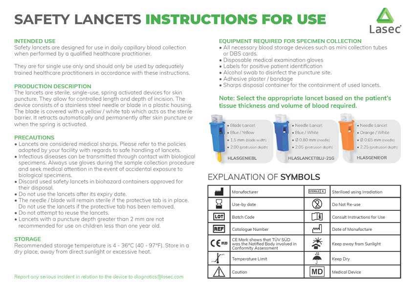 Safety Lancet Instructions for Use